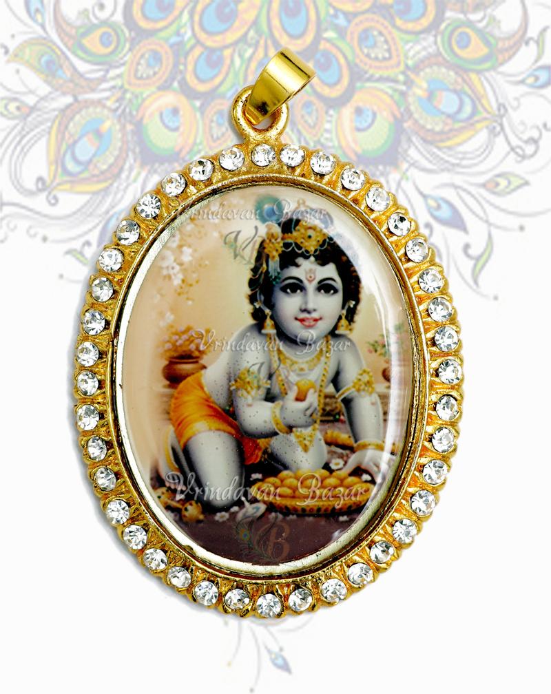 Laddu Gopal pendent with stone decoration