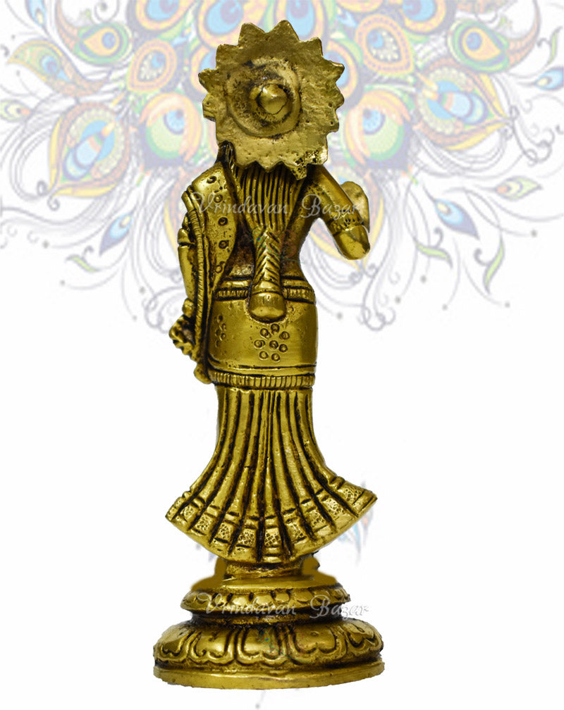 Brass Radharani standing on round base