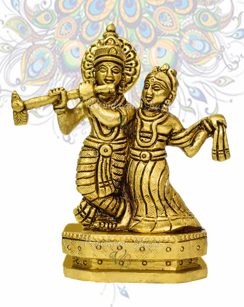 Radha Krishna in leela pose brass idol