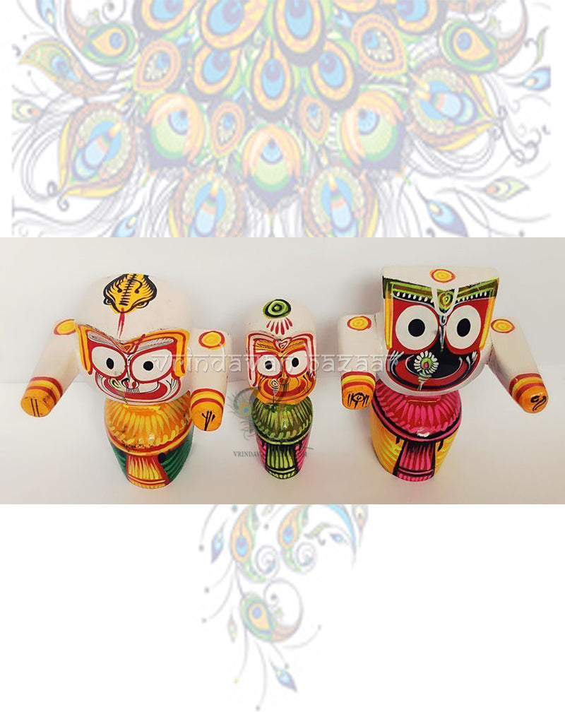 Wooden Jagannath Baladev Subhadra deity set