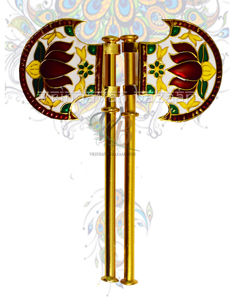 Multicolor meenakari hand fan for home deities