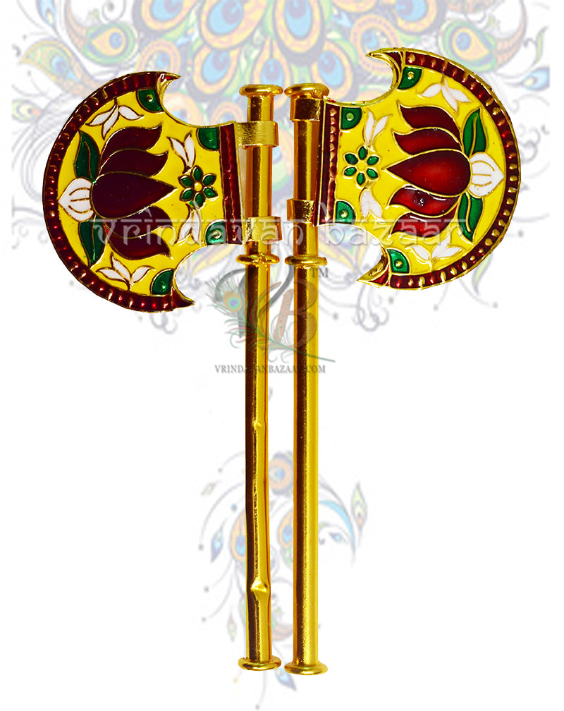 Multicolor meenakari hand fan for home deities