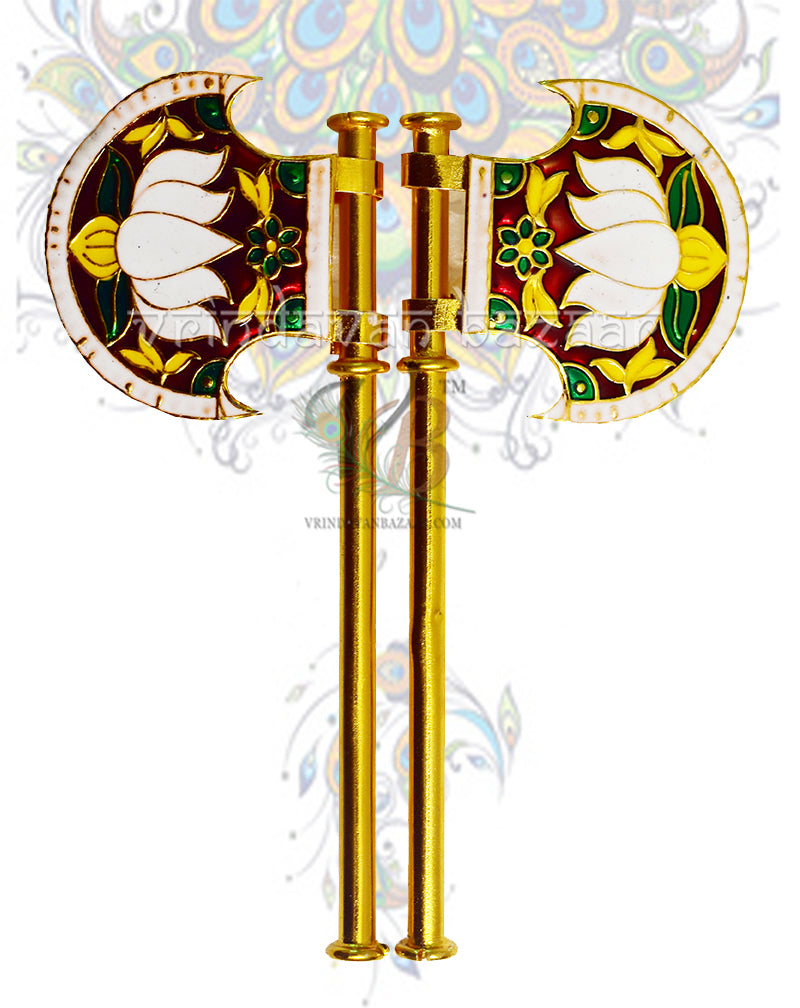 Multicolor meenakari hand fan for home deities