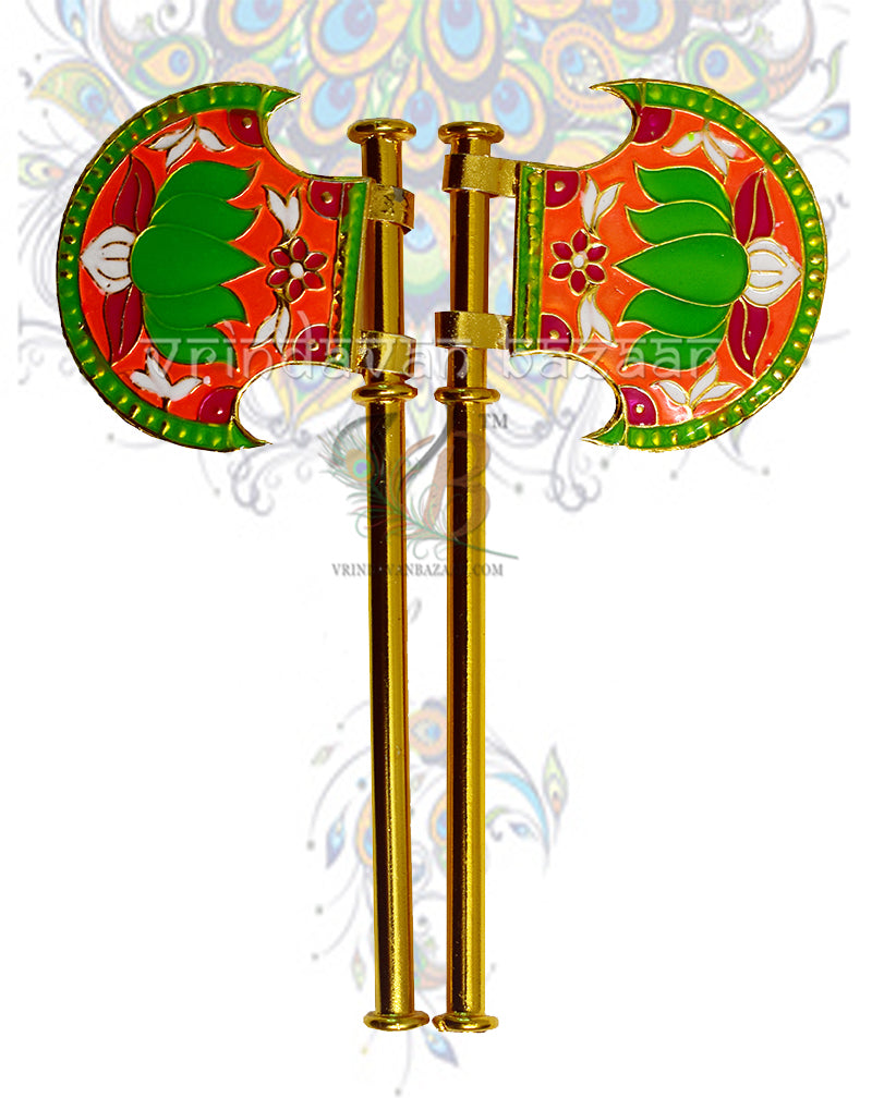 Multicolor meenakari hand fan for home deities
