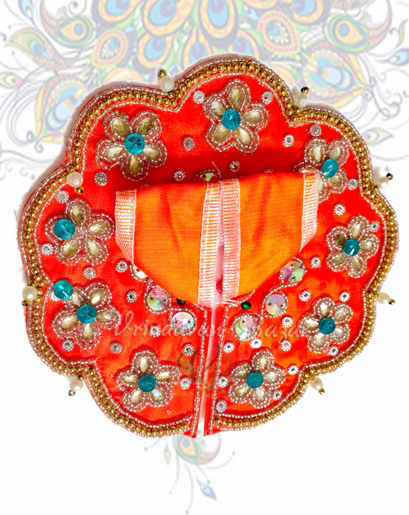 Round flower border zari laddu gopal dress