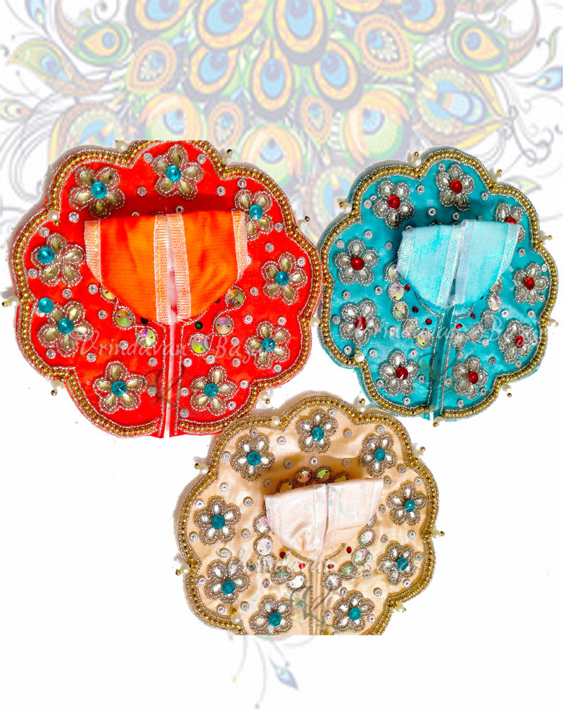 Round flower border zari laddu gopal dress