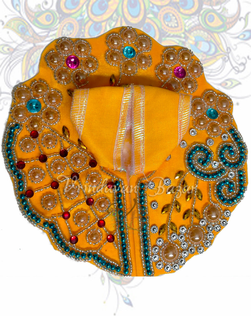 Laddu gopal dress with 5 flowers and pearl zari design