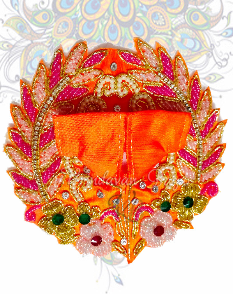 Bead flower with leaf twigs zari laddu gopal dress