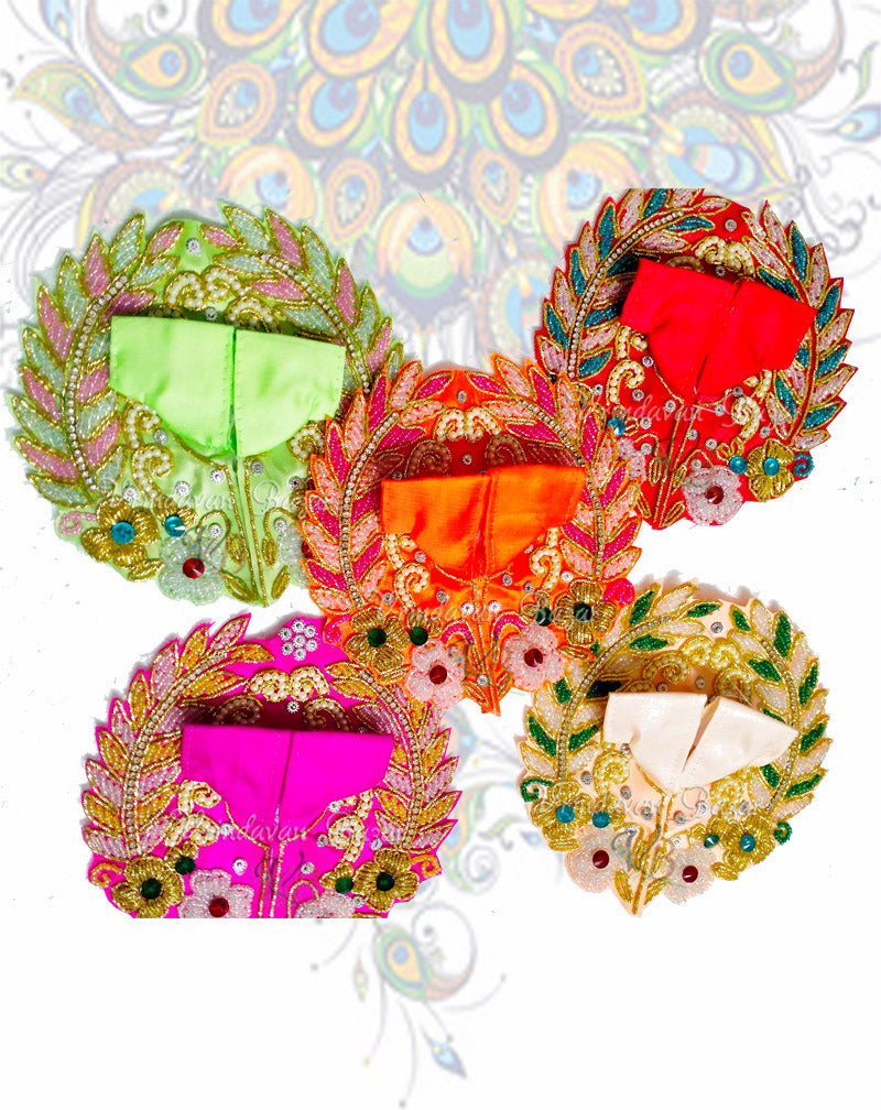 Bead flower with leaf twigs zari laddu gopal dress