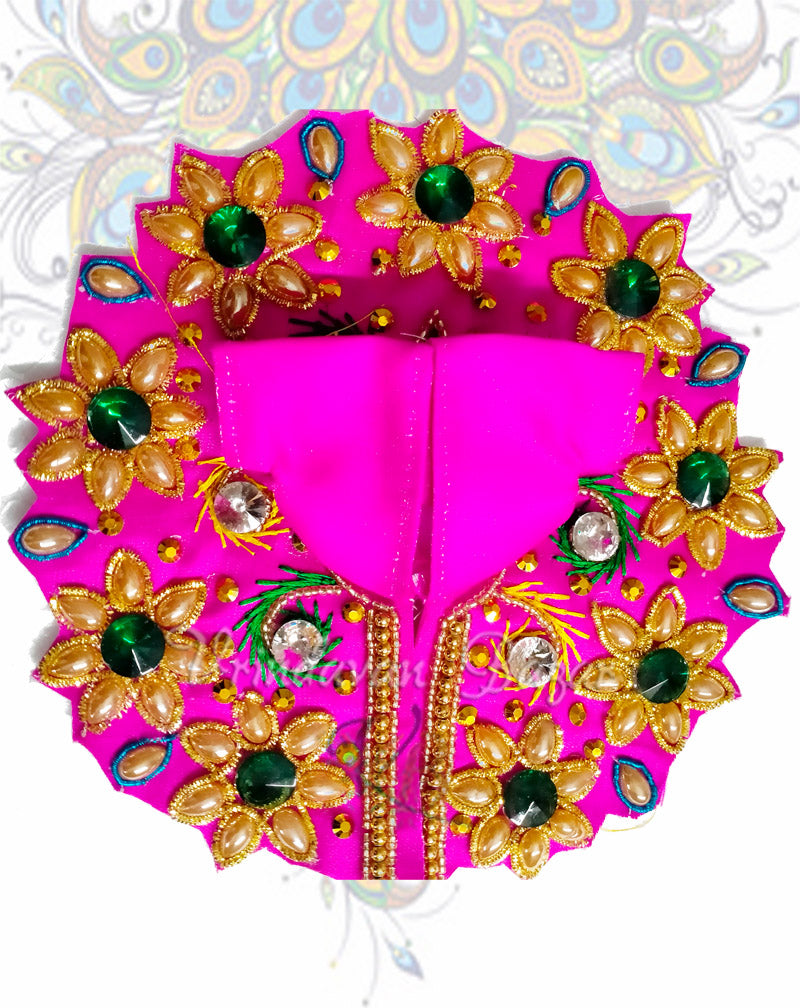 Flower with stone swirls zari laddu gopal dress