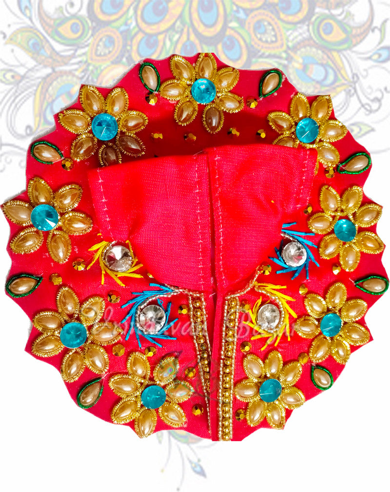 Flower with stone swirls zari laddu gopal dress
