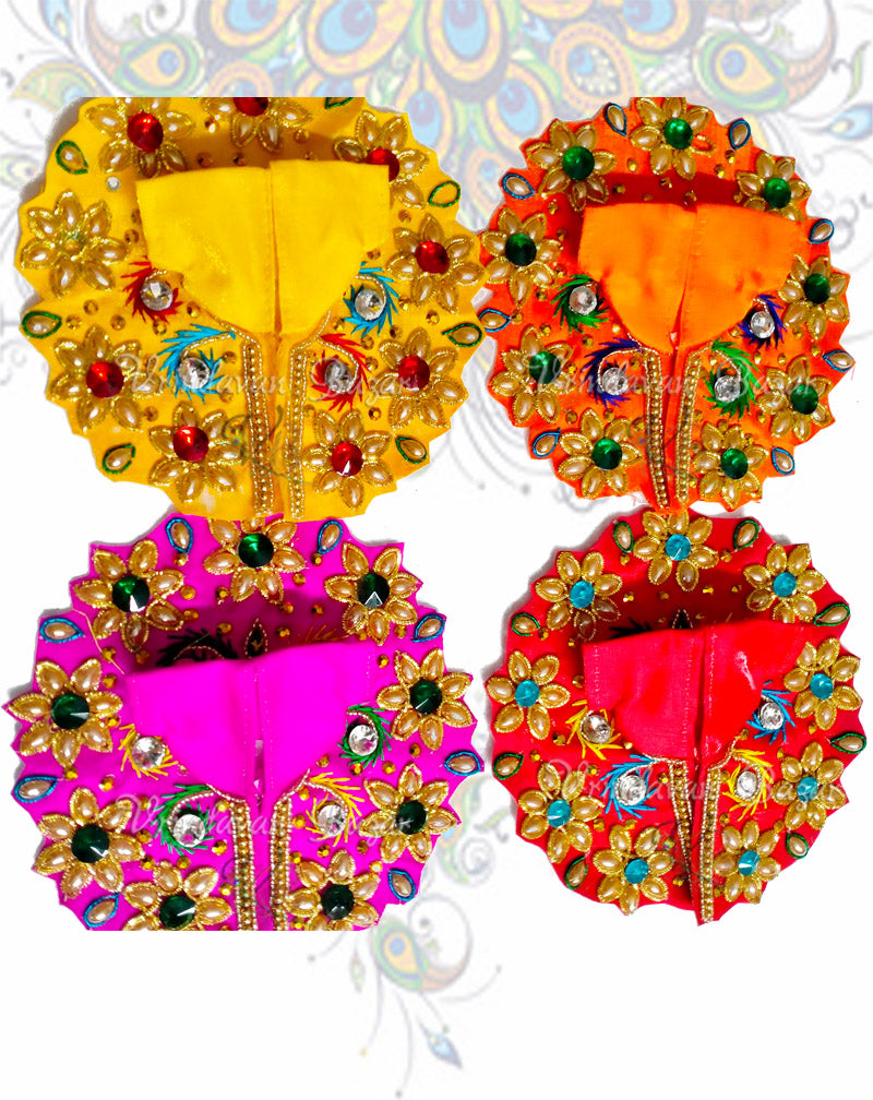 Flower with stone swirls zari laddu gopal dress