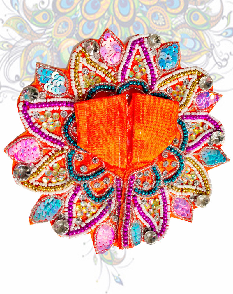 Blooming flower with delicate beadwork zari laddu gopal dress
