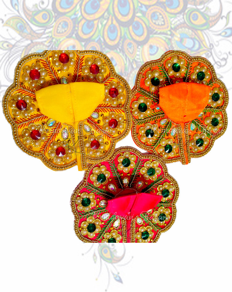 Elegant flower work zari laddu gopal dress
