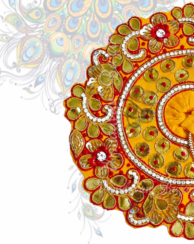 Red and yellow with goti patti work zari laddu gopal dress