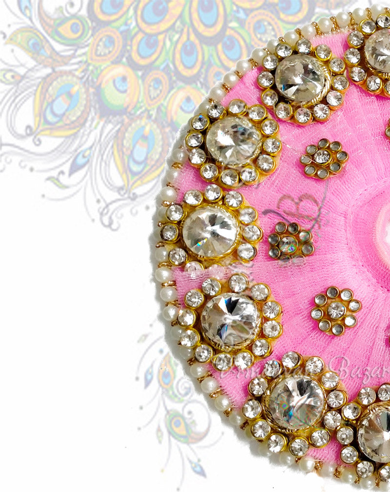 Pink with kundan work border zari laddu gopal dress