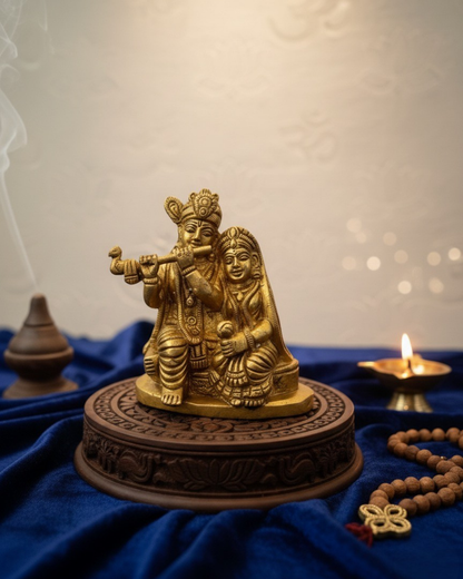 Brass Radha Krishna sitting