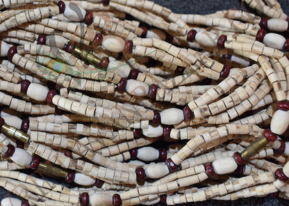 Oval bead with red beads tulsi kanthi mala