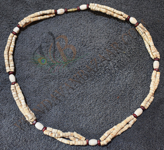 Oval bead with red beads tulsi kanthi mala