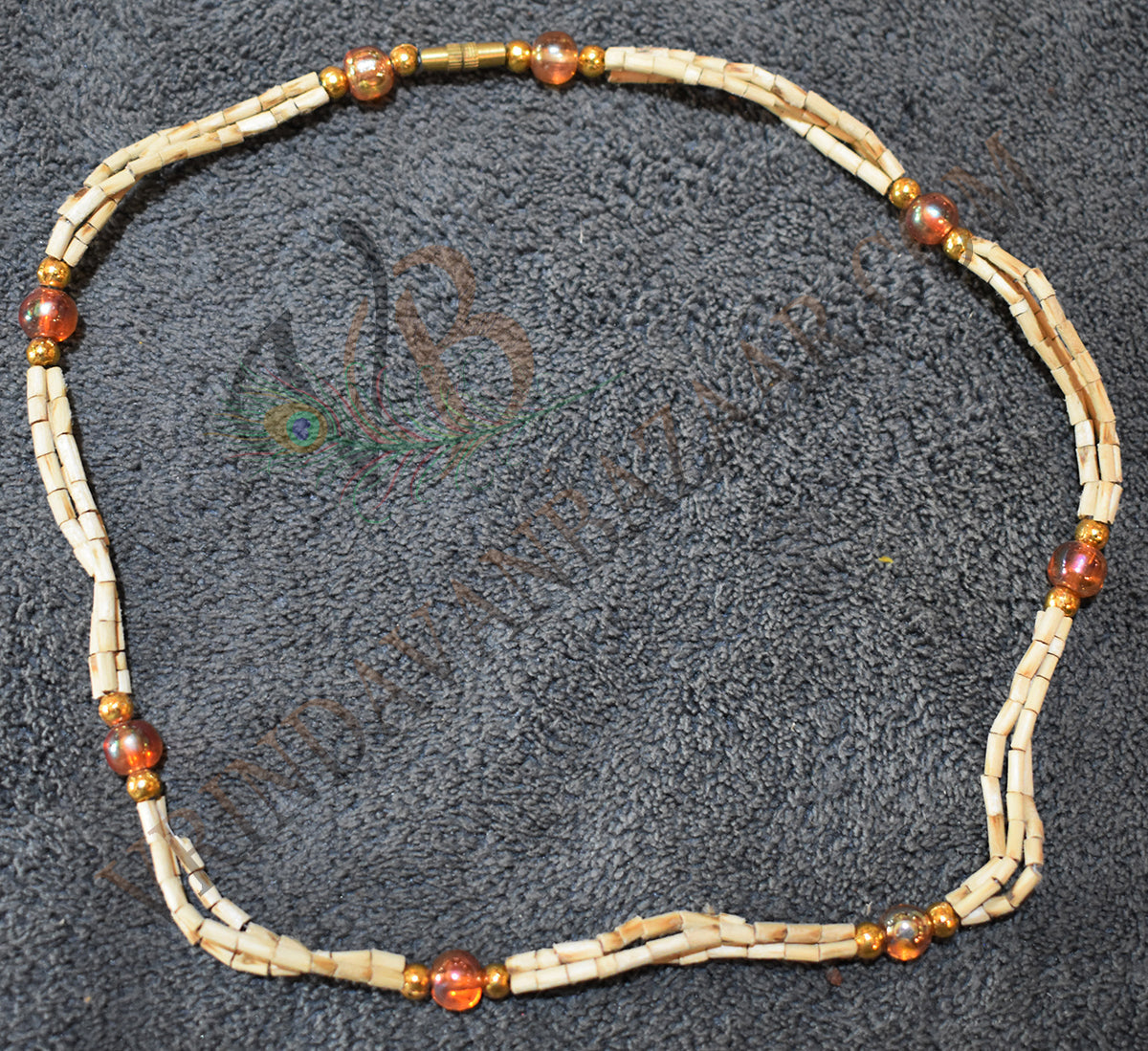 Orange bead fancy tulsi kanthi mala