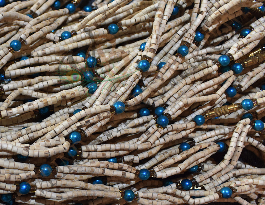 Sky blue bead fancy tulsi kanthi mala