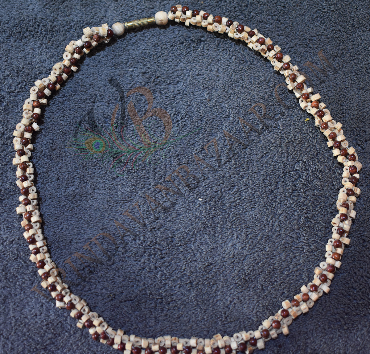 Interlacing tulsi with red sandalwood beads kanthi mala