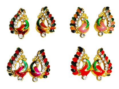 Stylised peacock sticking earrings for 8-11 inch deities