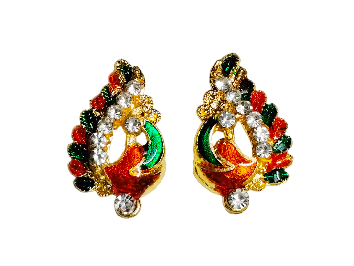 Stylised peacock sticking earrings for 8-11 inch deities