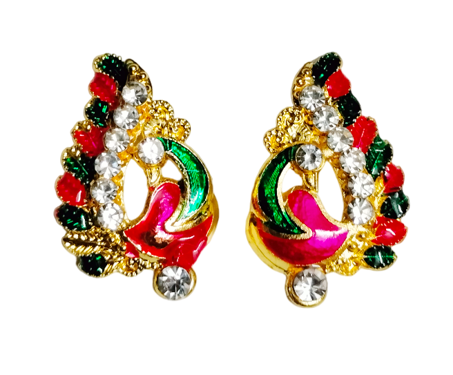 Stylised peacock sticking earrings for 8-11 inch deities