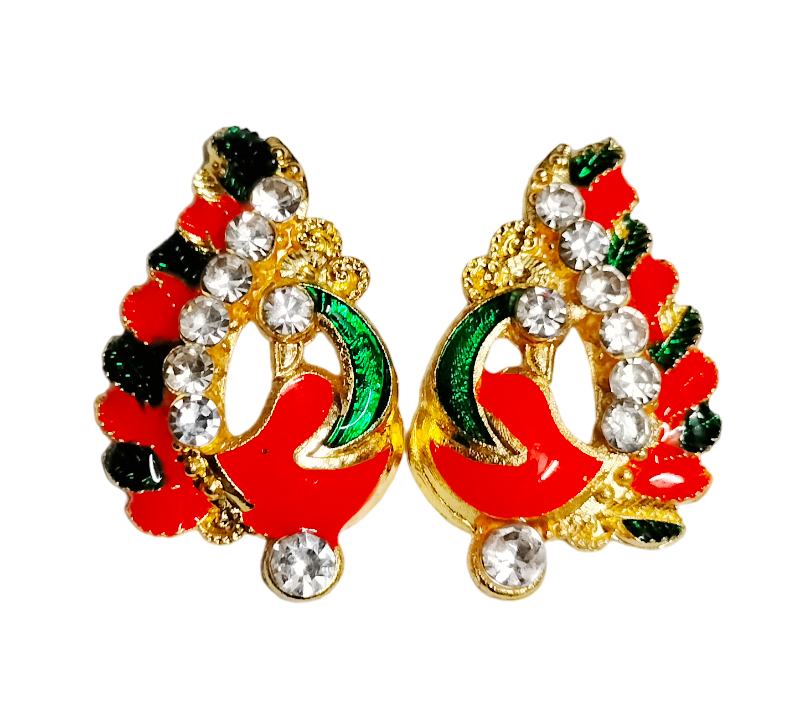 Stylised peacock sticking earrings for 8-11 inch deities