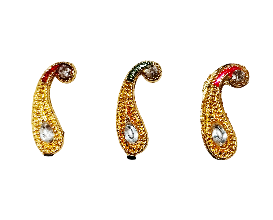 Golden paisley sticking bindi /earring