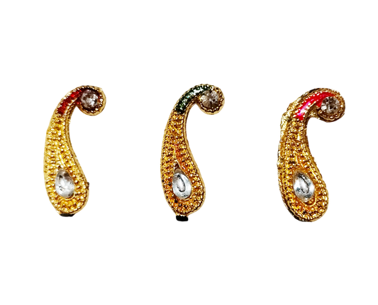 Golden paisley sticking bindi /earring