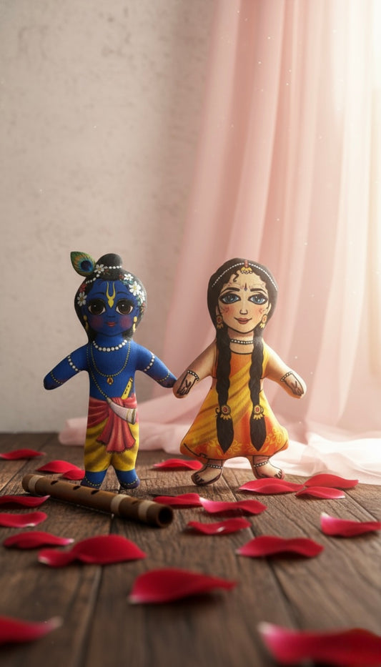 Radha Madhav soft toy; height approx 14.5 inch
