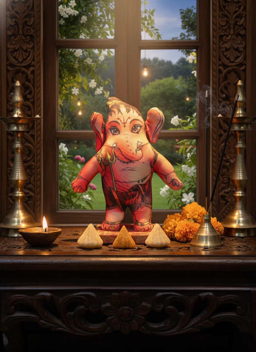 Ganesh soft toy ; height - 7.5 inch