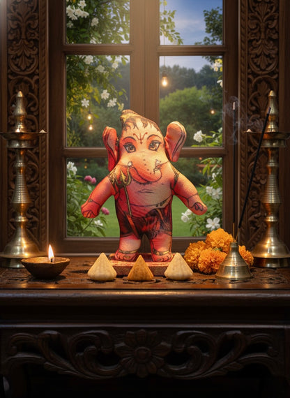 Ganesh soft toy ; height - 7.5 inch