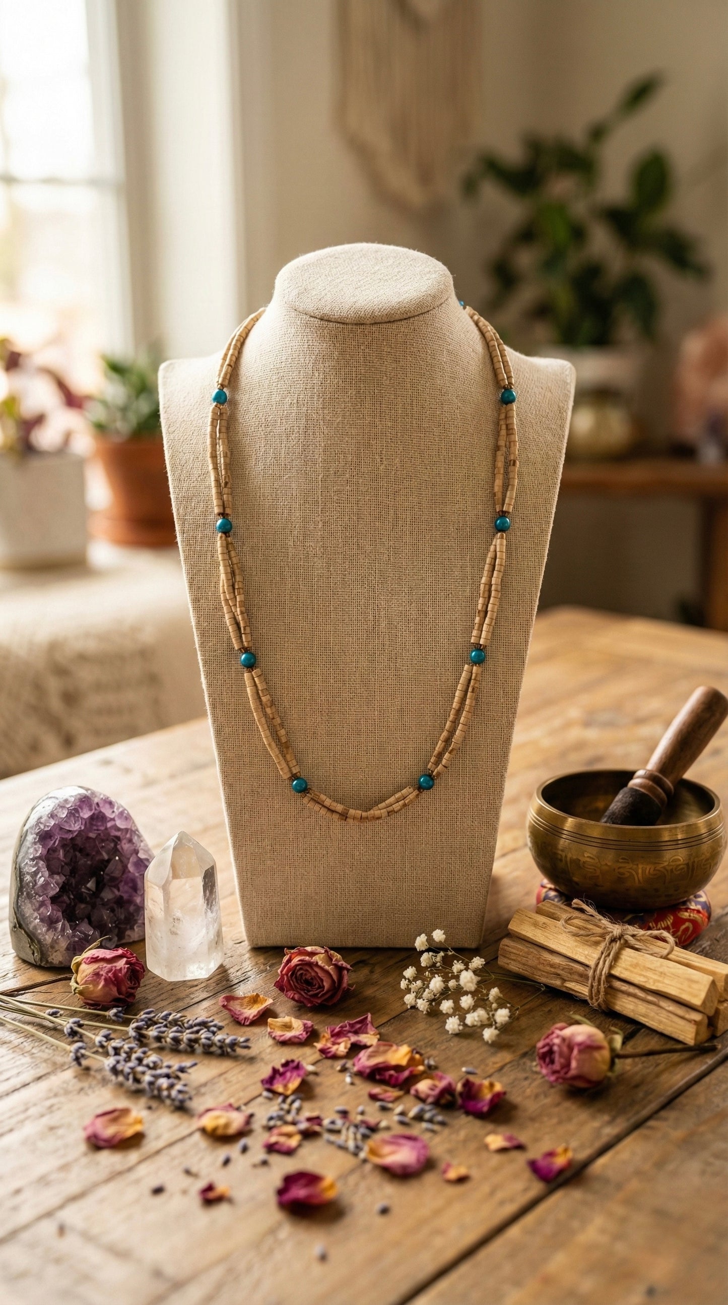 Sky blue bead fancy tulsi kanthi mala