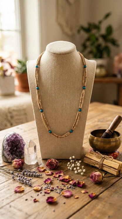 Sky blue bead fancy tulsi kanthi mala