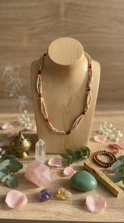 Red bead fancy tulsi kanthi mala