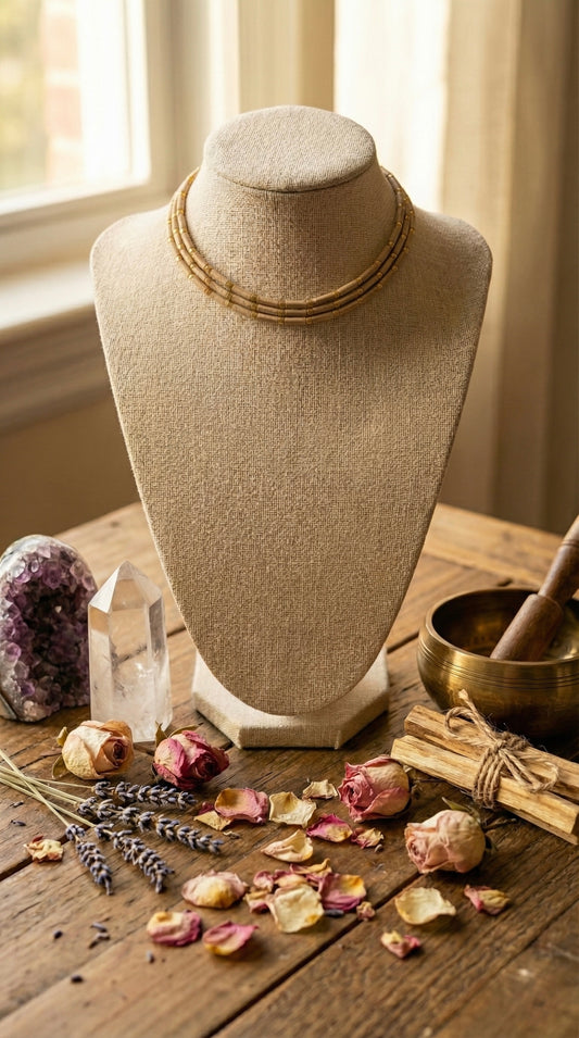 Long tulsi beads with 2 round beads kanthi mala