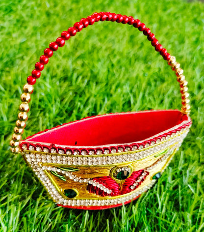 Zardozi purse in Yellow and red