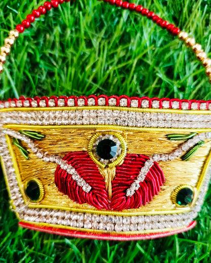 Zardozi purse in Yellow and red