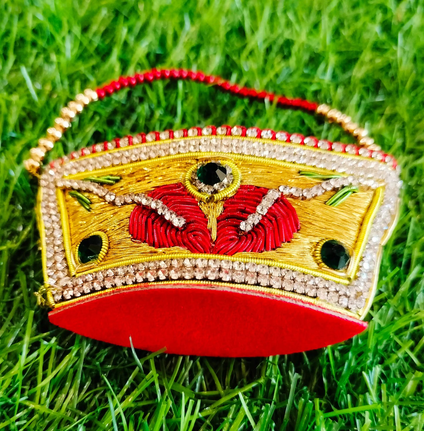 Zardozi purse in Yellow and red