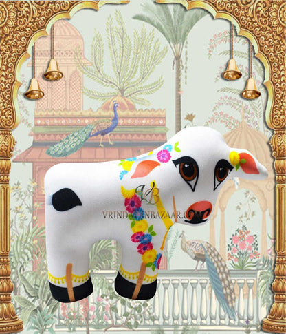 Radha Krishna with cow calf soft toy ; height - 8 inch