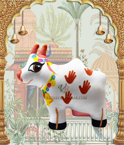 Radha Krishna with cow calf soft toy ; height - 8 inch