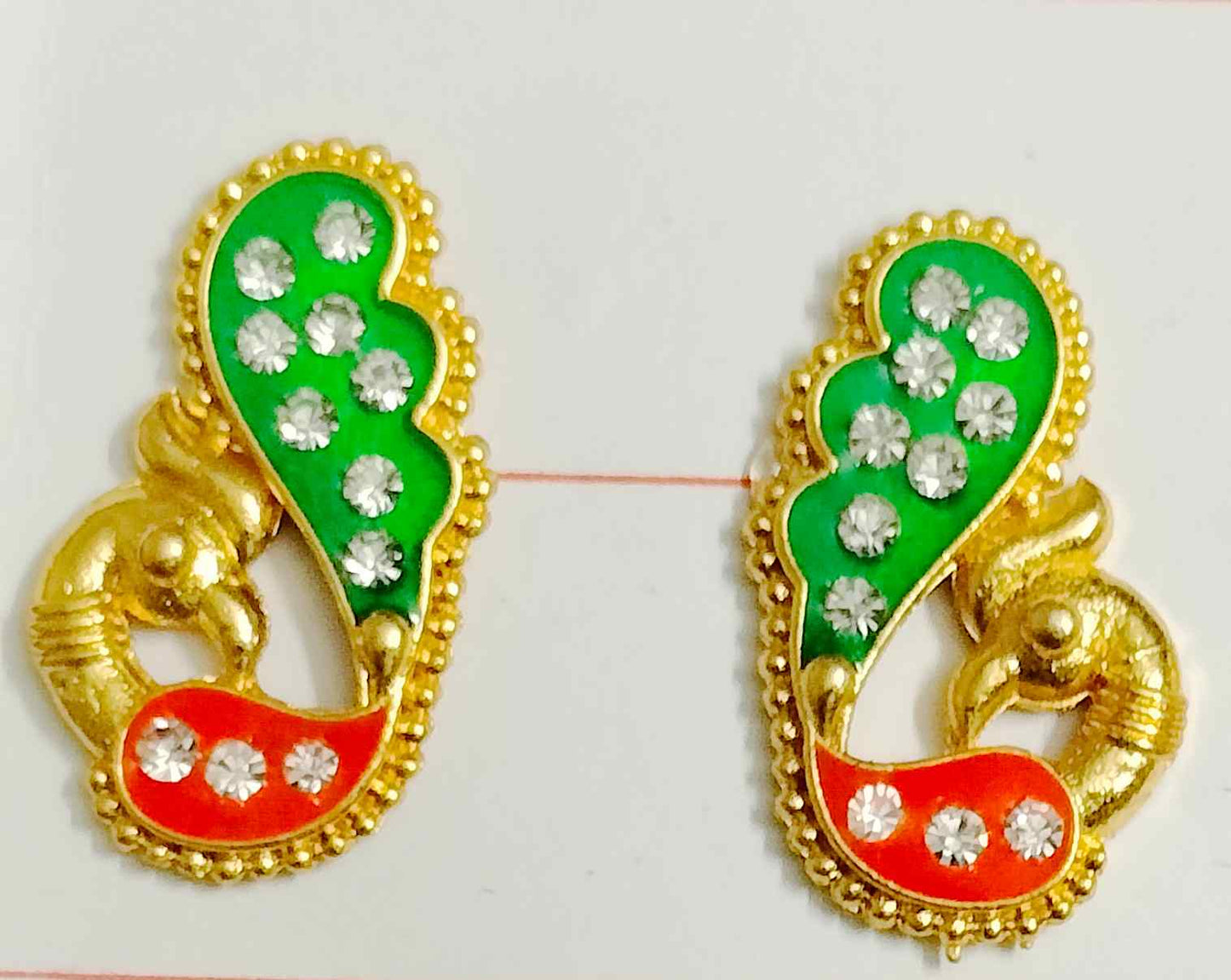 Peacock design sticking earrings for 10-14 inch deities