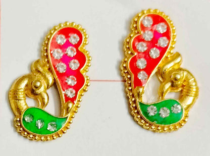 Peacock design sticking earrings for 10-14 inch deities