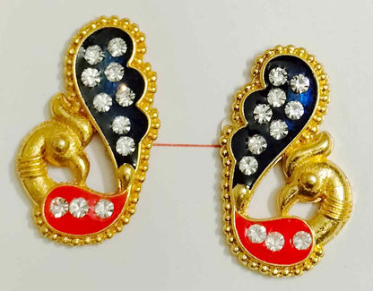 Peacock design sticking earrings for 10-14 inch deities