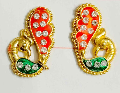 Peacock design sticking earrings for 10-14 inch deities