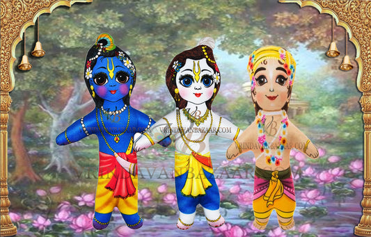 Krishna Balaram with Madhu Mangal soft toy; Height 8 inch