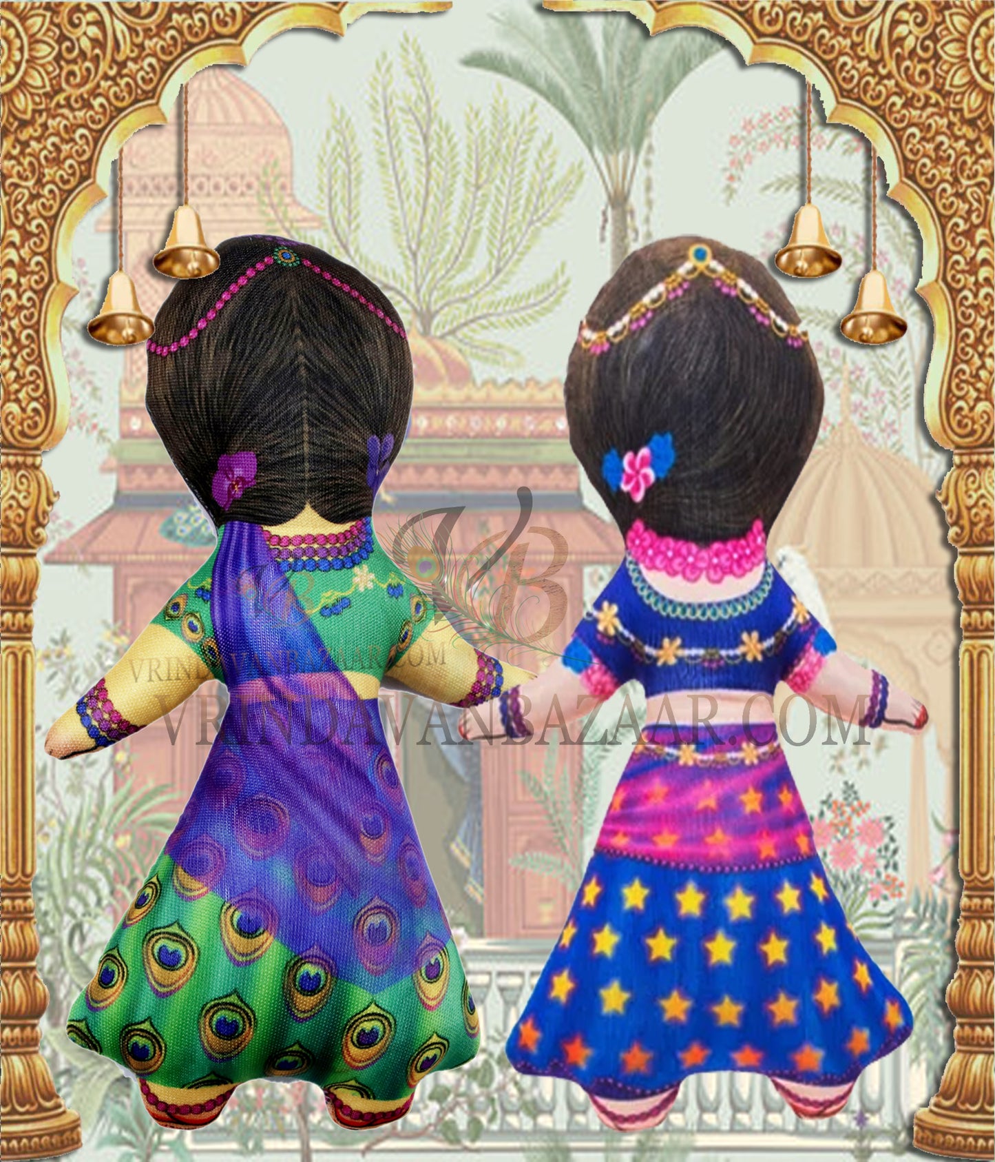 Radha Krishna with Lalitha and Visakha gopi's soft toy; Height 8 inch
